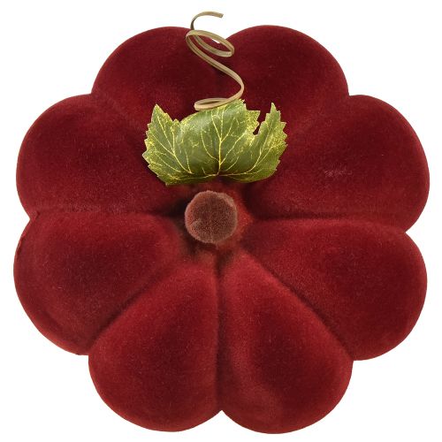 Product Pumpkin decoration flocked pumpkin red burgundy velvety look 20cm 2pcs