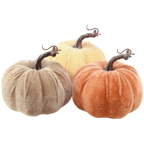 Pumpkin Decoration Autumn Yellow Brown Orange Ø13cm H11.5cm 3 pcs