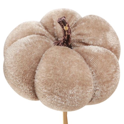 Product Decorative Pumpkin made of fabric on a stick Yellow Brown Orange Ø7cm 9 pcs