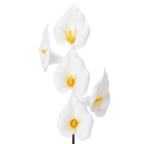 Artificial Calla Lily Flowers with Yellow Center, White, 35cm, Set of 10