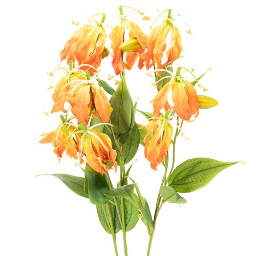 Artificial Gloriosa Flowers Orange with Long Stems for Vases 80cm Set of 3