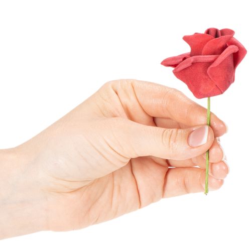 Artificial Red Rose with Wire Stem 5cm Head, Pack of 100 | Floristik24.co.uk