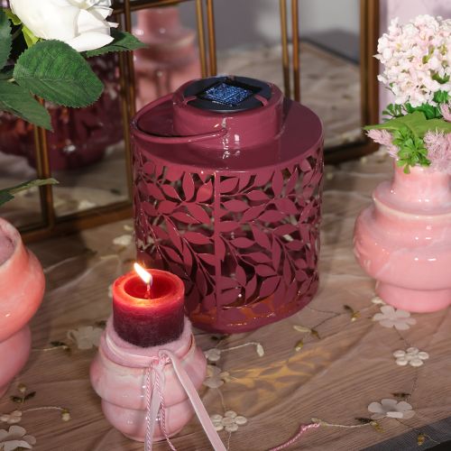 Product Lantern with leaf motif, solar powered, for atmospheric outdoor lighting, 25cm