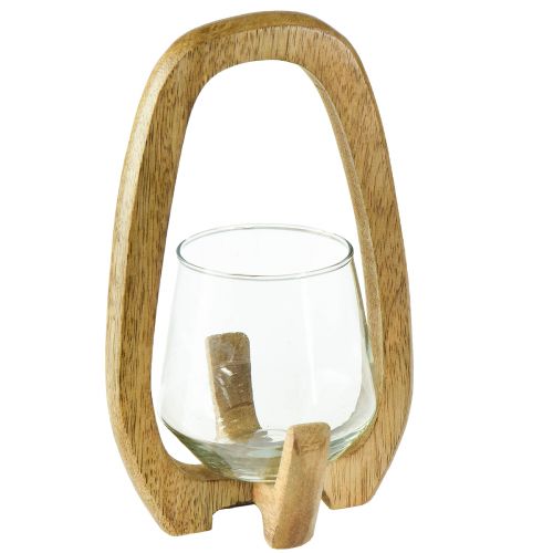 Product Lantern wood glass lantern living room decoration Ø12cm H20cm