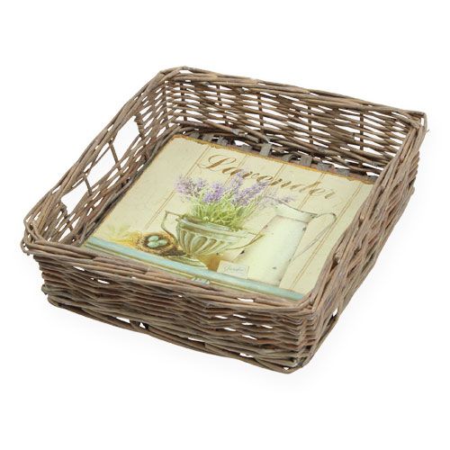 Floristik24 Wicker basket with lavender motif 20cm