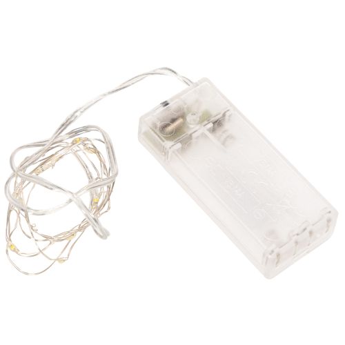 Battery-Operated Warm White LED String Lights with Timer, 10 LEDs, 1m, Indoor Use