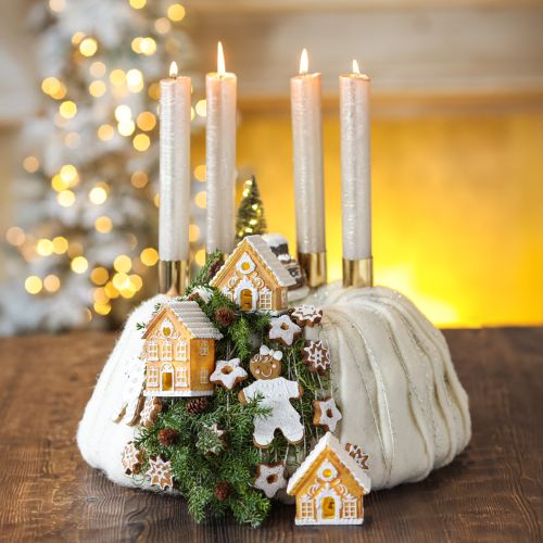 Floristik24 Light House LED Gingerbread House Brown White H8/10cm 4pcs