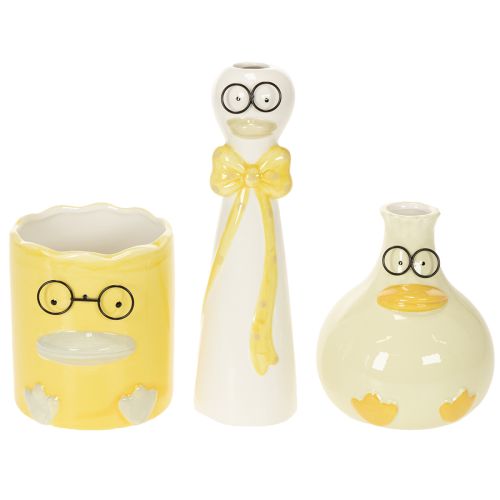 Set of 3 Ceramic Duck Figures with Glasses – 25cm Spring and Summer Decoration | Floristik24.co.uk