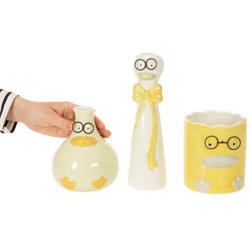 Set of 3 Ceramic Duck Figures with Glasses – 25cm Spring and Summer Decoration | Floristik24.co.uk