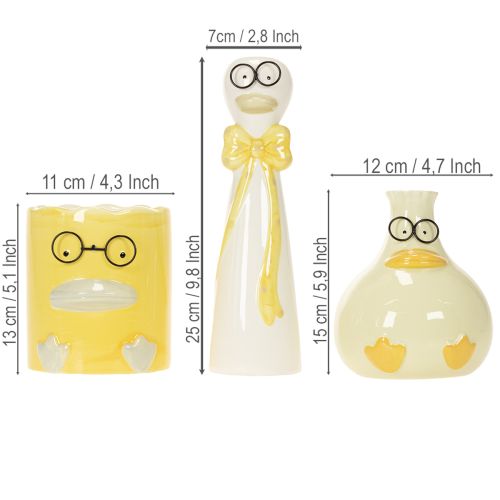 Set of 3 Ceramic Duck Figures with Glasses – 25cm Spring and Summer Decoration | Floristik24.co.uk