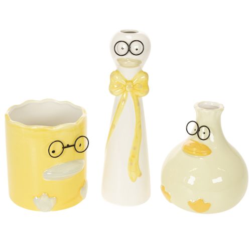 Set of 3 Ceramic Duck Figures with Glasses – 25cm Spring and Summer Decoration | Floristik24.co.uk