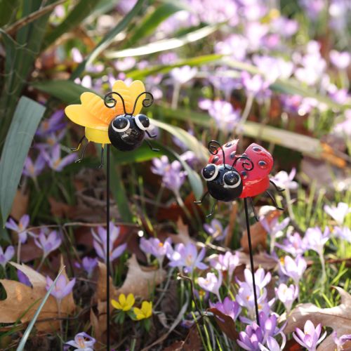Product Ladybug and Bee with Stick Garden Decoration Metal 46cm 2pcs