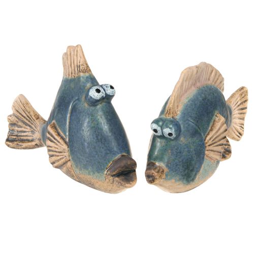 Product Maritime Decoration Fish Blue Ceramic Decoration Assorted 19/17cm 2 Pcs