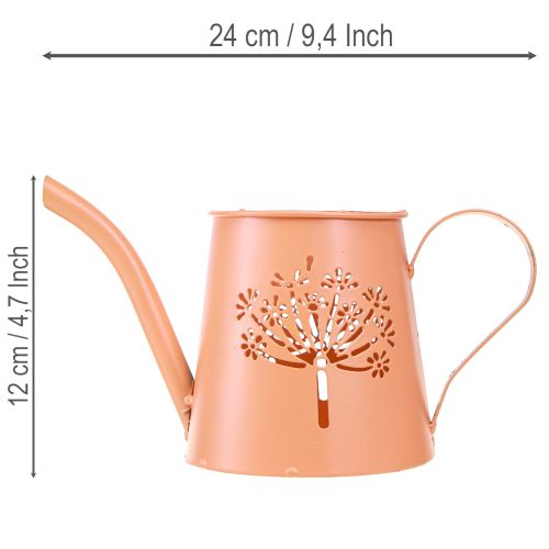 Metal decorative watering cans, orange dandelion design, tealight holders, 12cm, 2 pieces | Floristik24.co.uk
