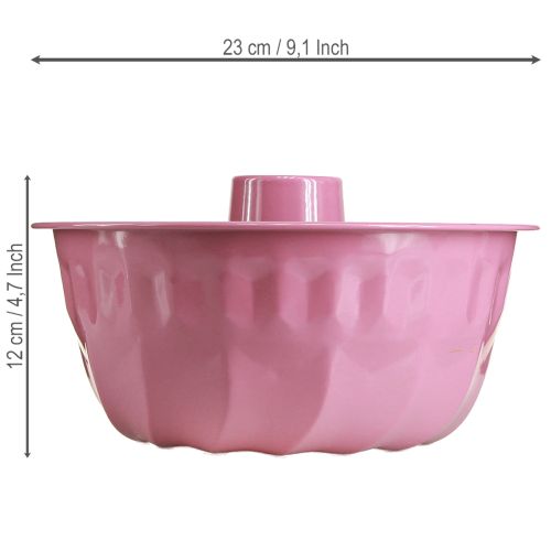 Metal decorative bowl, baking mold, Bundt cake pan, pink, Ø23cm, H12cm | Floristik24.co.uk