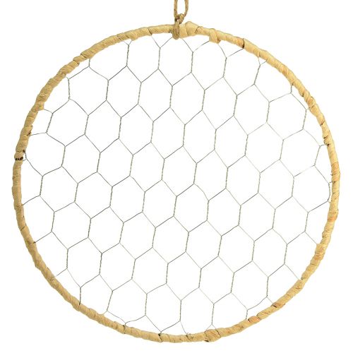 Product Metal Decorative Ring for Hanging Raffia Silver Natural Ø28cm 4 Pcs