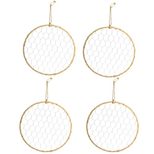 Product Metal Decorative Ring for Hanging Raffia Silver Natural Ø28cm 4 Pcs