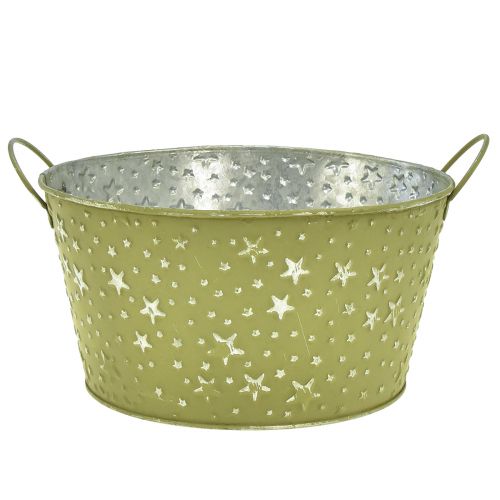 Product Metal bowl with stars and handles green Ø20cm H11,5cm