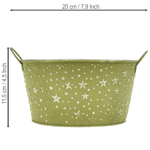 Product Metal bowl with stars and handles, green, Ø20cm, H11.5cm
