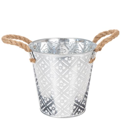 Metal planting pot, flower pot with handles, planter with floral pattern Ø18cm buy online | Floristik24.co.uk