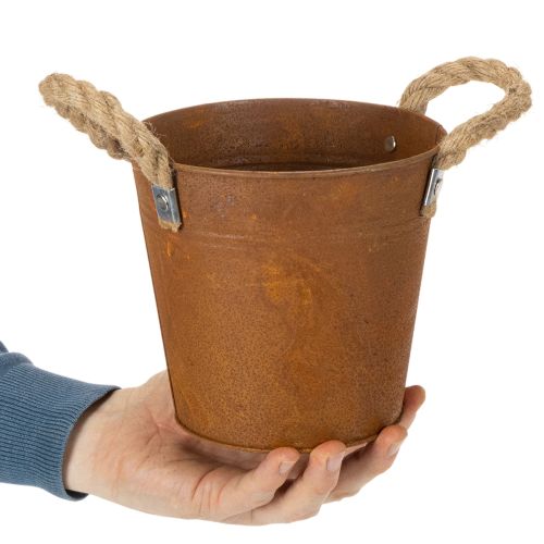 Metal pot with handles, herb pot, rust decoration Ø16.5cm H15cm | Floristik24.co.uk