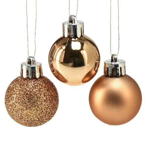Floristik24 Mini Christmas tree balls bronze shatterproof Ø3cm H3.5cm 14pcs