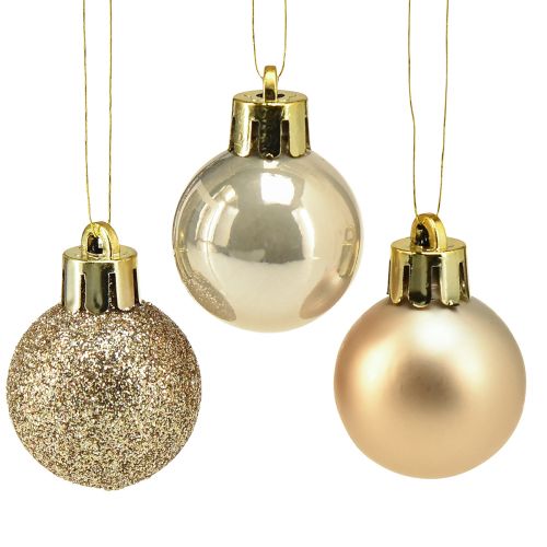 Floristik24 Mini Christmas Tree Baubles Pearl Golden Plastic Ø3cm 14 pcs