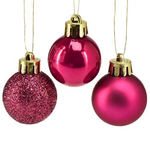 Floristik24 Mini Christmas Tree Baubles Pink Break-Resistant Ø3cm H3.5cm 14 pcs