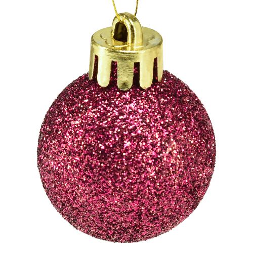 Product Mini Christmas Tree Baubles Pink Break-Resistant Ø3cm H3.5cm 14 pcs