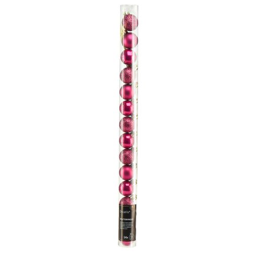 Product Mini Christmas Tree Baubles Pink Break-Resistant Ø3cm H3.5cm 14 pcs
