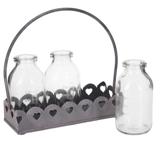 Product Mini Bottle Decorative Vase Tray Rectangular Grey 15.5x6cm