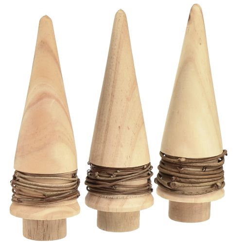 Floristik24 Mini Christmas Tree Wooden Decoration Natural Table Decoration H13.5cm 3 pcs