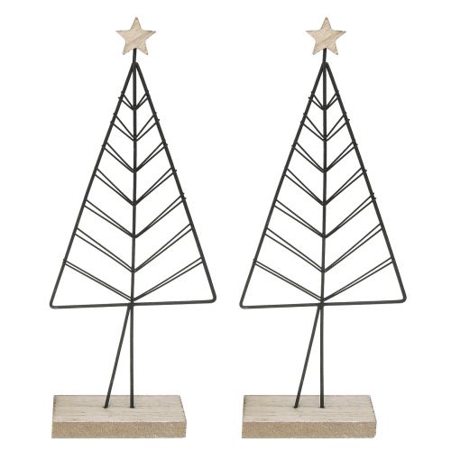 Product Mini Christmas tree metal wood black natural 28cm 2pcs