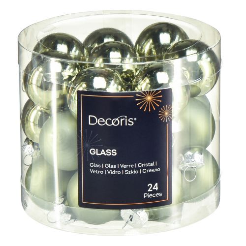 Floristik24 Mini Christmas tree balls glass green mix Ø2.5cm 22 pcs