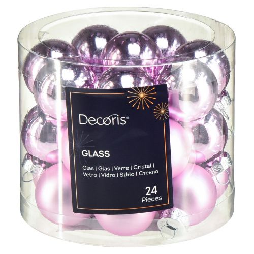 Product Mini Christmas tree balls glass light purple Ø2.5cm 22 pcs