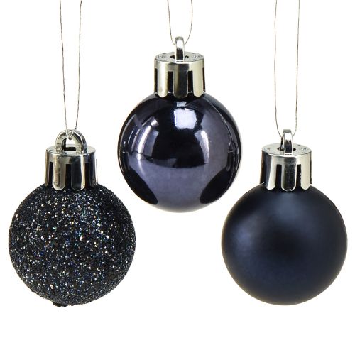 Mini Christmas Baubles Blue Shatterproof Mix Ø3cm 14 pcs