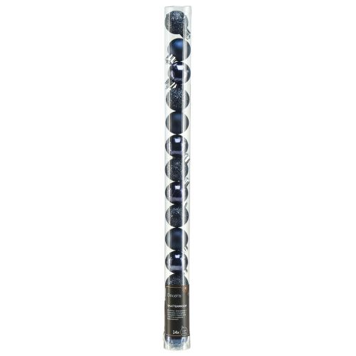 Product Mini Christmas Baubles Blue Shatterproof Mix Ø3cm 14 pcs