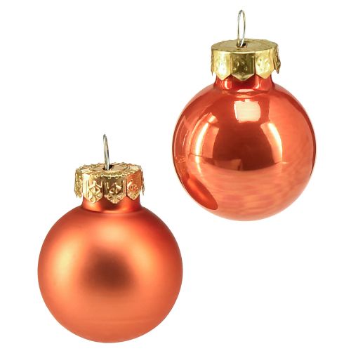 Mini Christmas balls glass Orange Pumpkin Ø2.5cm 22 pcs