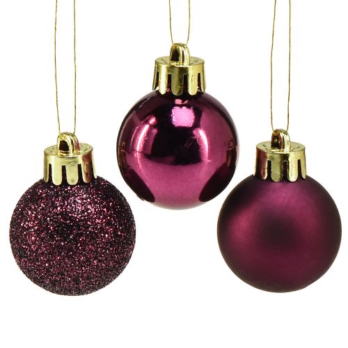 Product Mini Christmas Balls Purple Plastic Ø3cm H3.5cm 14 pcs