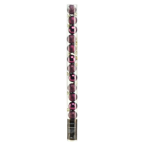 Product Mini Christmas Balls Purple Plastic Ø3cm H3.5cm 14 pcs