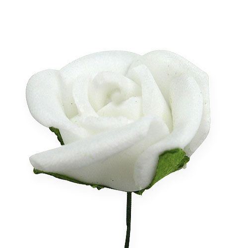 Floristik24 Mini foam roses Ø 1.5cm white 72 pcs