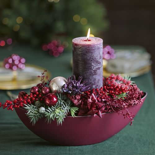 Floristik24 Modern half-moon bowl dark red made of plastic 39 cm – Versatile for decoration – 2 pieces