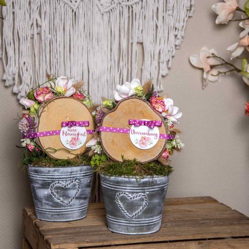 Product Flower pot shabby chic planter metal heart Ø17cm H13.5cm