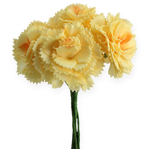 Floristik24 Artificial Deco Carnation Yellow 6pcs
