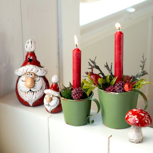 Product Cute ceramic Santa Claus figure, red and white, 10 cm – perfect Christmas decoration – 4 pieces