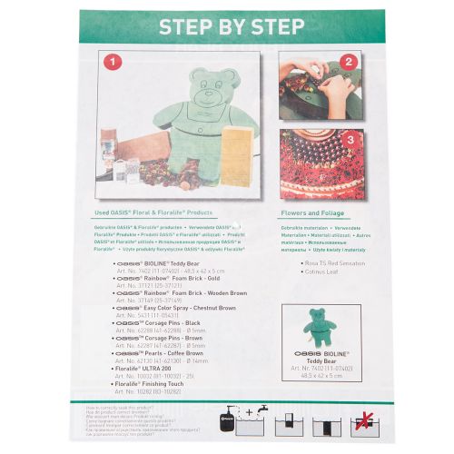 Product Floral foam teddy bear figure with stand, 48.5cm x 42cm, H5cm, 1 piece