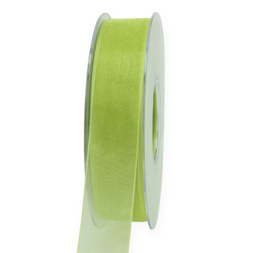 Floristik24 Organza ribbon with selvedge 2.5cm 50m light green