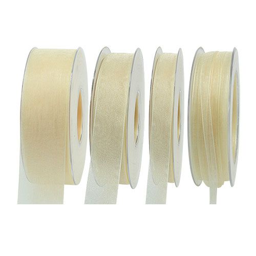 Floristik24 Organza ribbon with selvage 50m cream