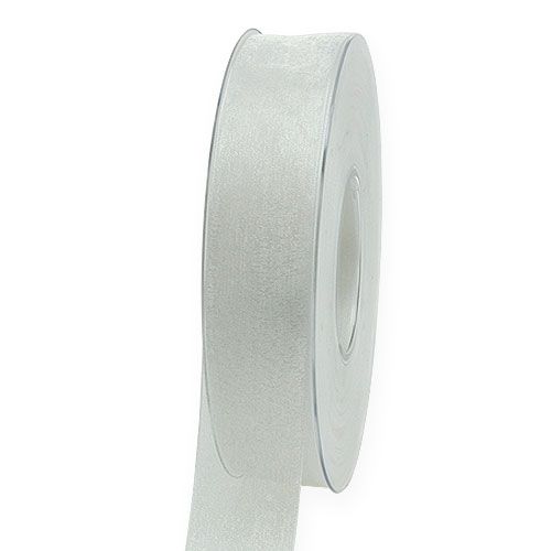 Floristik24 Organza ribbon gift ribbon white ribbon selvage 25mm 50m