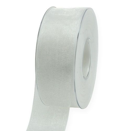 Floristik24 Organza ribbon gift ribbon white ribbon selvage 40mm 50m